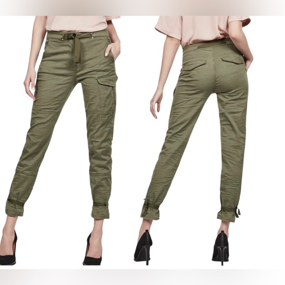 G-Star Raw Wm’s Blossite High Straight Cargo Ankle Pants In Sage Sz W29 L32 - Picture 3 of 16
